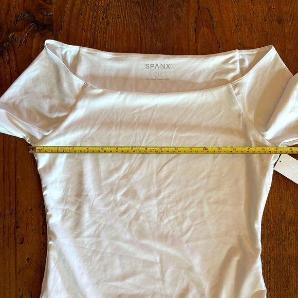 NWT Spanx Smooth Jersey Ballet Bodysuit, White , Size Large, Short Sleeve - Picture 8 of 11